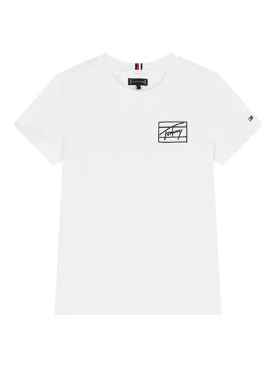 Tommy Hilfiger Junior Logo Cotton T-shirt In White