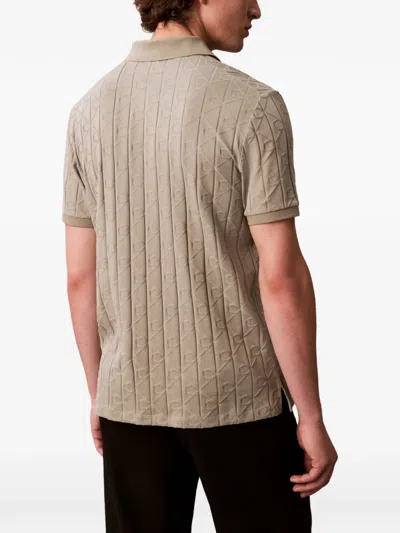 Calvin Klein Embossed Short-sleeve Polo Shirt In Neutral