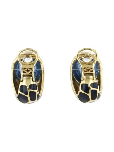 Pre-owned Fred 1980's Topaz Enamel Earrings In Gold