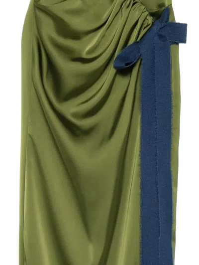 V:pm Atelier Draped Tie-detail Dress In Green
