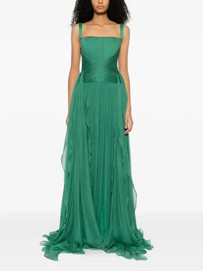 M.marquise Dione Chiffon Dress In Green