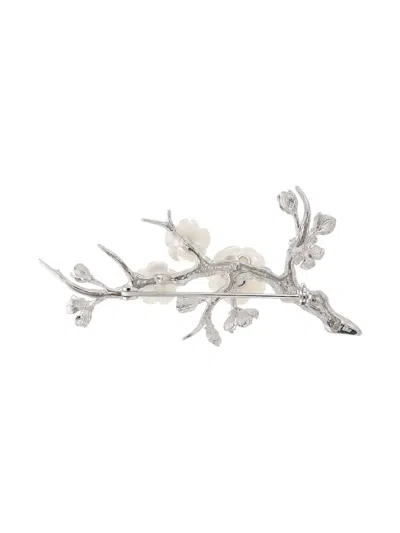 Anabela Chan Rhodium Vermeil Sakura Blossom Brooch In Silver
