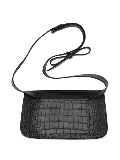 Micoli Crocodile-effect Cross Body Bag In Black