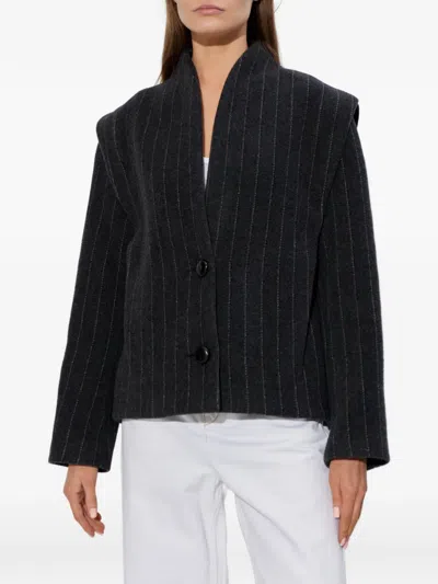Isabel Marant Padded Pinstripe Coat In Gray