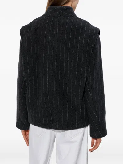 Isabel Marant Padded Pinstripe Coat In Gray