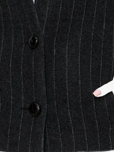 Isabel Marant Padded Pinstripe Coat In Gray