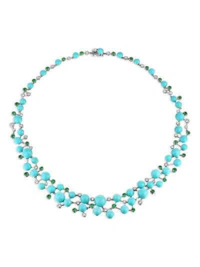 Anabela Chan Rhodium Vermeil Turquoise Constellation Necklace In Blue