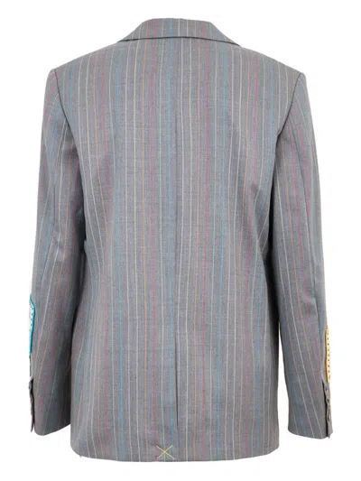 Mira Mikati Pinstripe Single-breasted Blazer In Gray