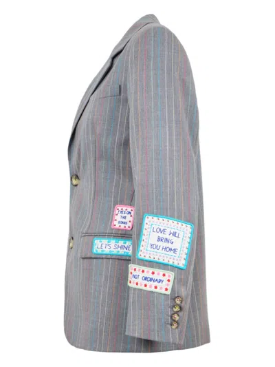 Mira Mikati Pinstripe Single-breasted Blazer In Gray