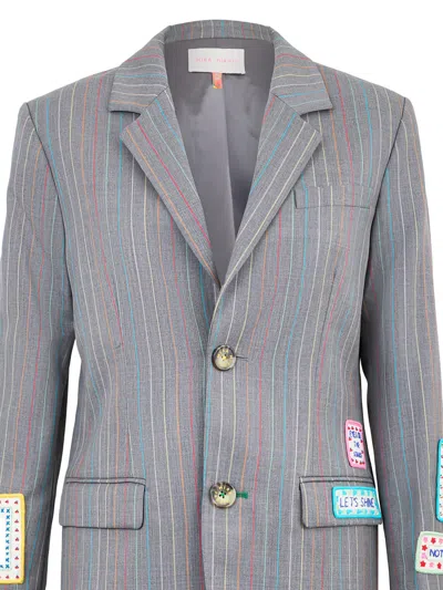 Mira Mikati Pinstripe Single-breasted Blazer In Gray
