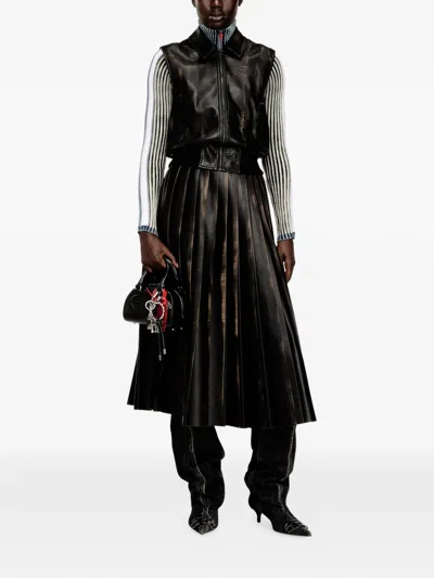 Diesel Bomber Vest With Distressed Effect In Brown