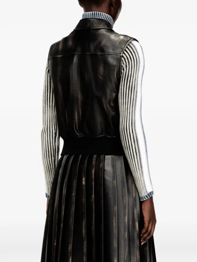 Diesel Bomber Vest With Distressed Effect In Brown