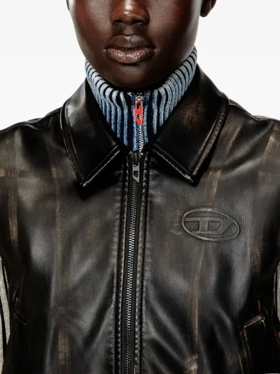 Diesel Bomber Vest With Distressed Effect In Brown