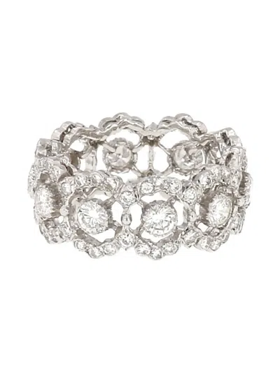 Pre-owned Buccellati 1970's Eternelle Ghirlanda Diamond White Goldring In Silver
