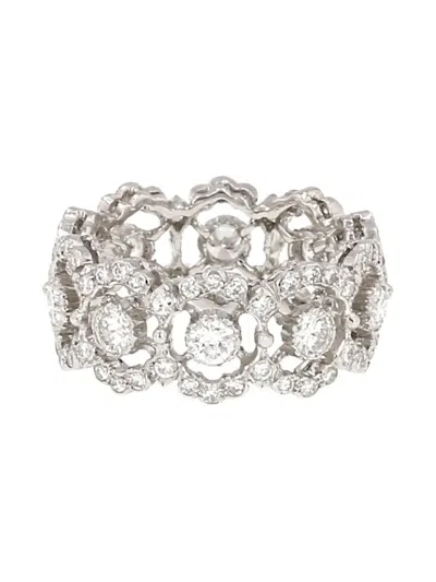 Pre-owned Buccellati 1970's Eternelle Ghirlanda Diamond White Goldring In Silver