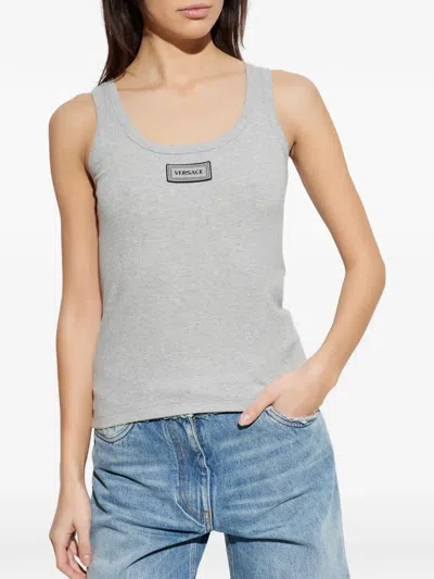 Versace Label T-shirt In Gray