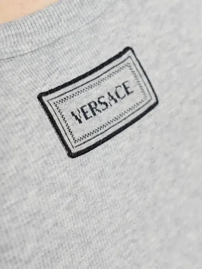 Versace Label T-shirt In Gray