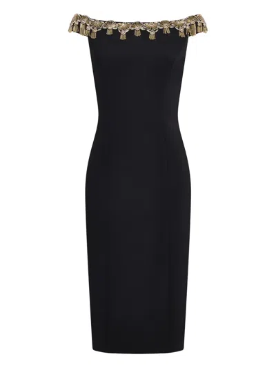 Jenny Packham Valorie Embellished Midi Dress In Black