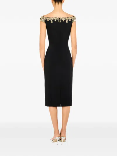 Jenny Packham Valorie Embellished Midi Dress In Black