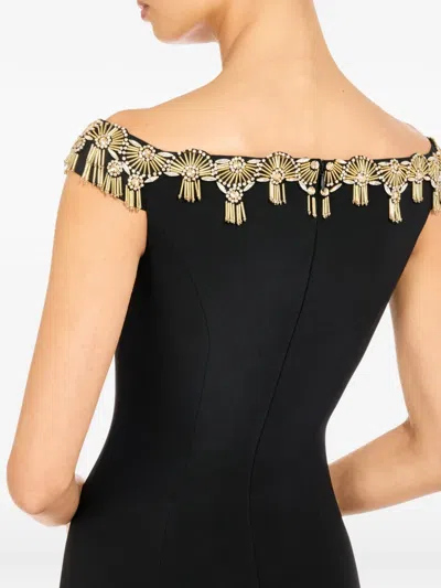 Jenny Packham Valorie Embellished Midi Dress In Black
