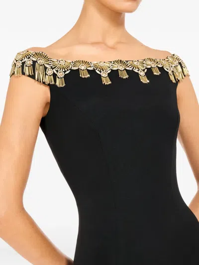 Jenny Packham Valorie Embellished Midi Dress In Black