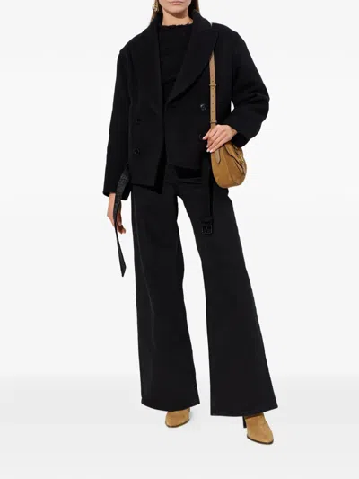Isabel Marant Long-sleeved Lapel Belted Coat In Black
