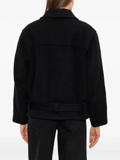 Isabel Marant Long-sleeved Lapel Belted Coat In Black