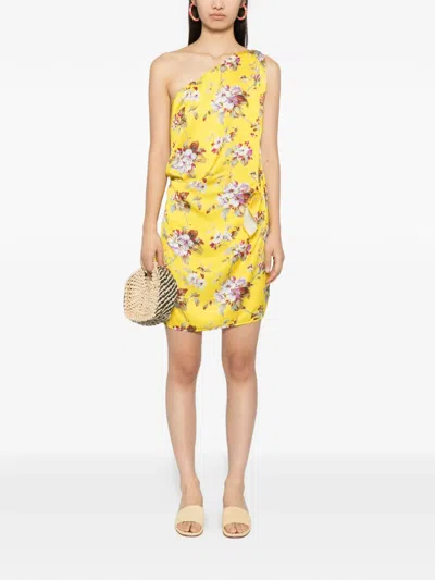 Blaklace One-shoulder Floral Dress In Yellow