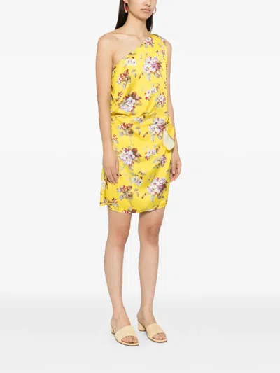 Blaklace One-shoulder Floral Dress In Yellow