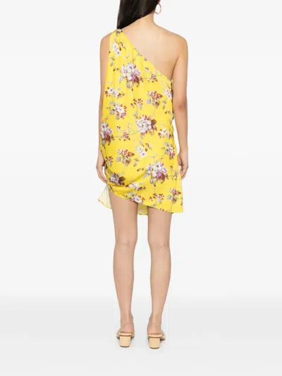 Blaklace One-shoulder Floral Dress In Yellow
