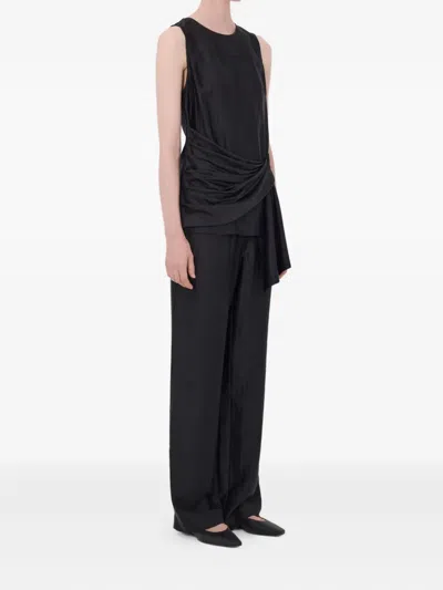 Loulou De Saison Fonda Striped Draped Top In Black