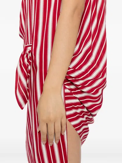 Blaklace Striped One-shoulder Mini Dress In Red