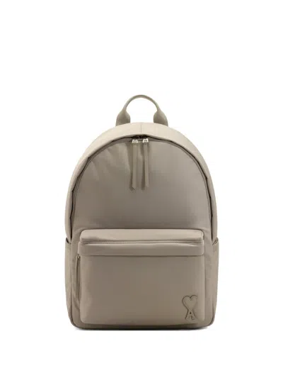 Ami Alexandre Mattiussi Padded Logo-patch Backpack In Neutral