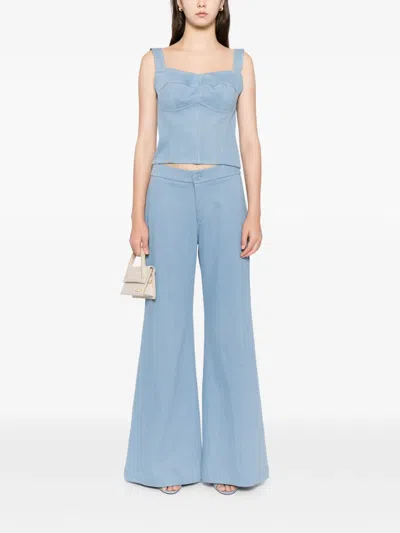 Blaklace Button Flared Trousers In Blue