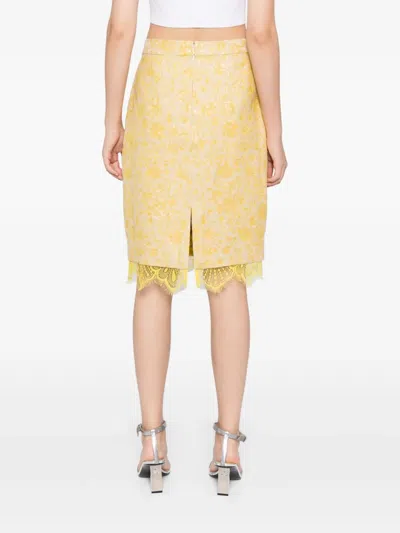Blaklace Floral Lace Skirt In Yellow