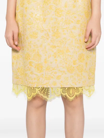 Blaklace Floral Lace Skirt In Yellow
