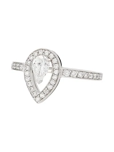 Pre-owned Fred 2020's Lovelight Diamond Pear-cut Ring In Silver