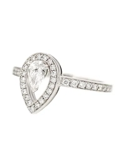 Pre-owned Fred 2020's Lovelight Diamond Pear-cut Ring In Silver