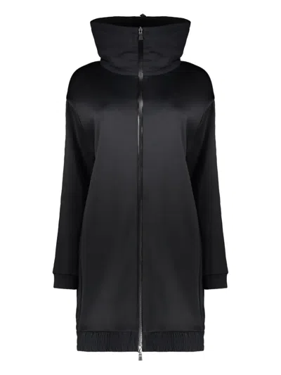 Herno High-collar Zip Coat In Black