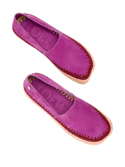 Loewe Rio Raffia-trim Espadrilles In Purple