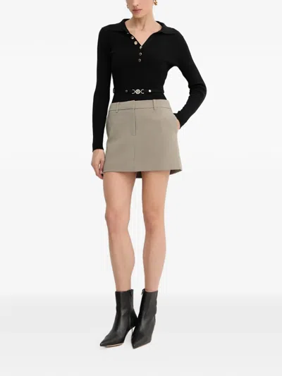 Fracomina Button Ribbed Top In Black
