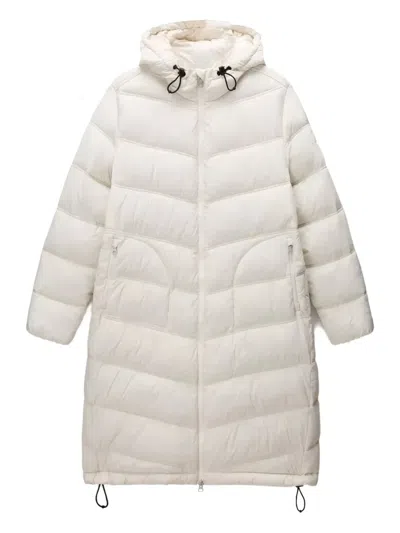 Napapijri Hooded Chevron Coat In Neutral