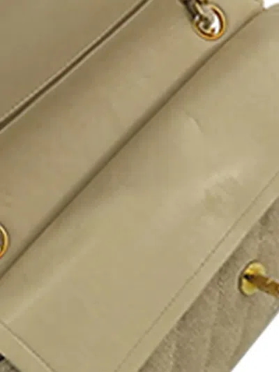 Pre-owned Chanel 1994-1996 Small Classic Linen Double Flap Shoulder Bag In Brown