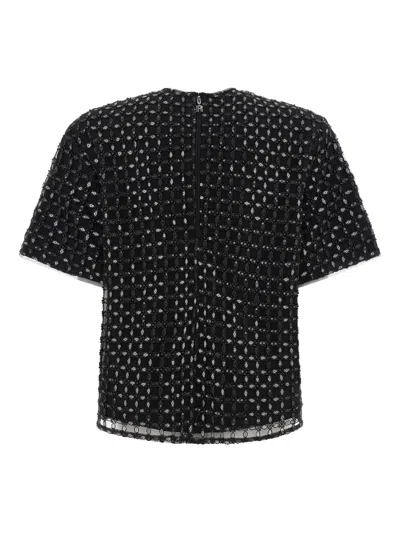 Rotate Birger Christensen Sequin-embroidered T-shirt In Black