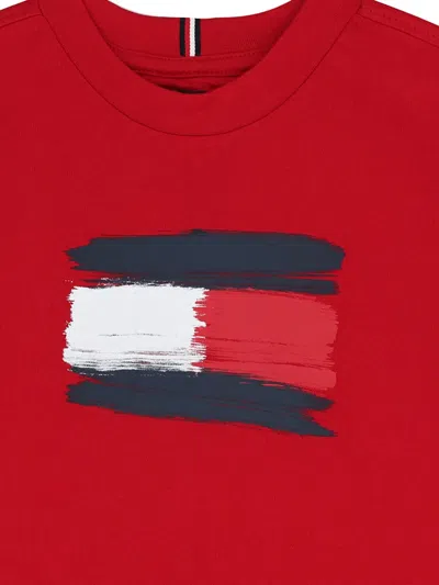 Tommy Hilfiger Junior Logo Cotton T-shirt In Red