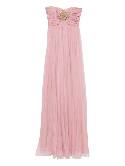 M.marquise Ines Floral-appliqué Maxi Dress In Pink