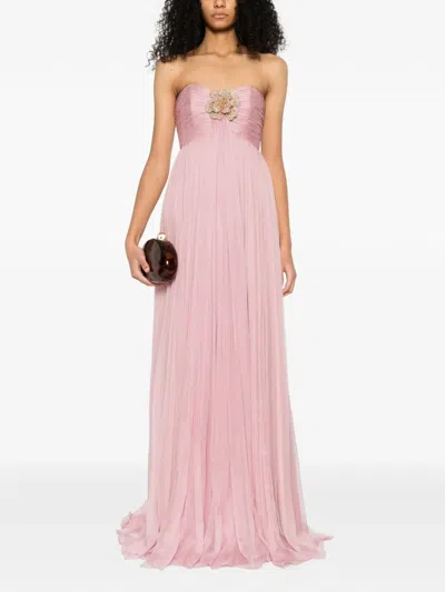 M.marquise Ines Floral-appliqué Maxi Dress In Pink