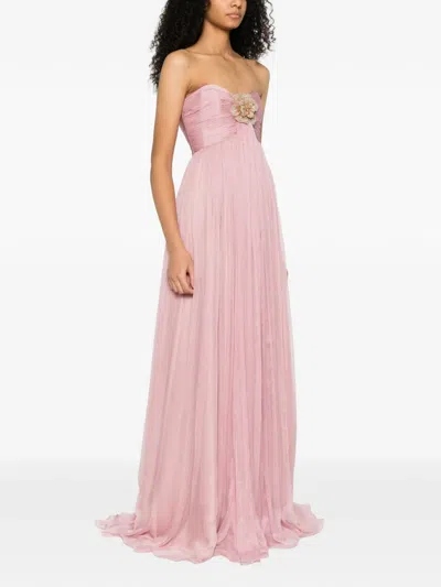 M.marquise Ines Floral-appliqué Maxi Dress In Pink