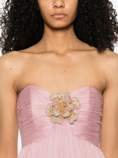 M.marquise Ines Floral-appliqué Maxi Dress In Pink