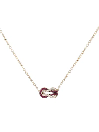 Pre-owned Fred 2020's Chance Infinie Diamond Ruby Pink Gold Necklace